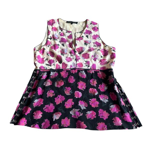 Proenza Schouler 100% Silk Sleeveless Blouse Floral Print Top Shirt Size 10 - Picture 1 of 13